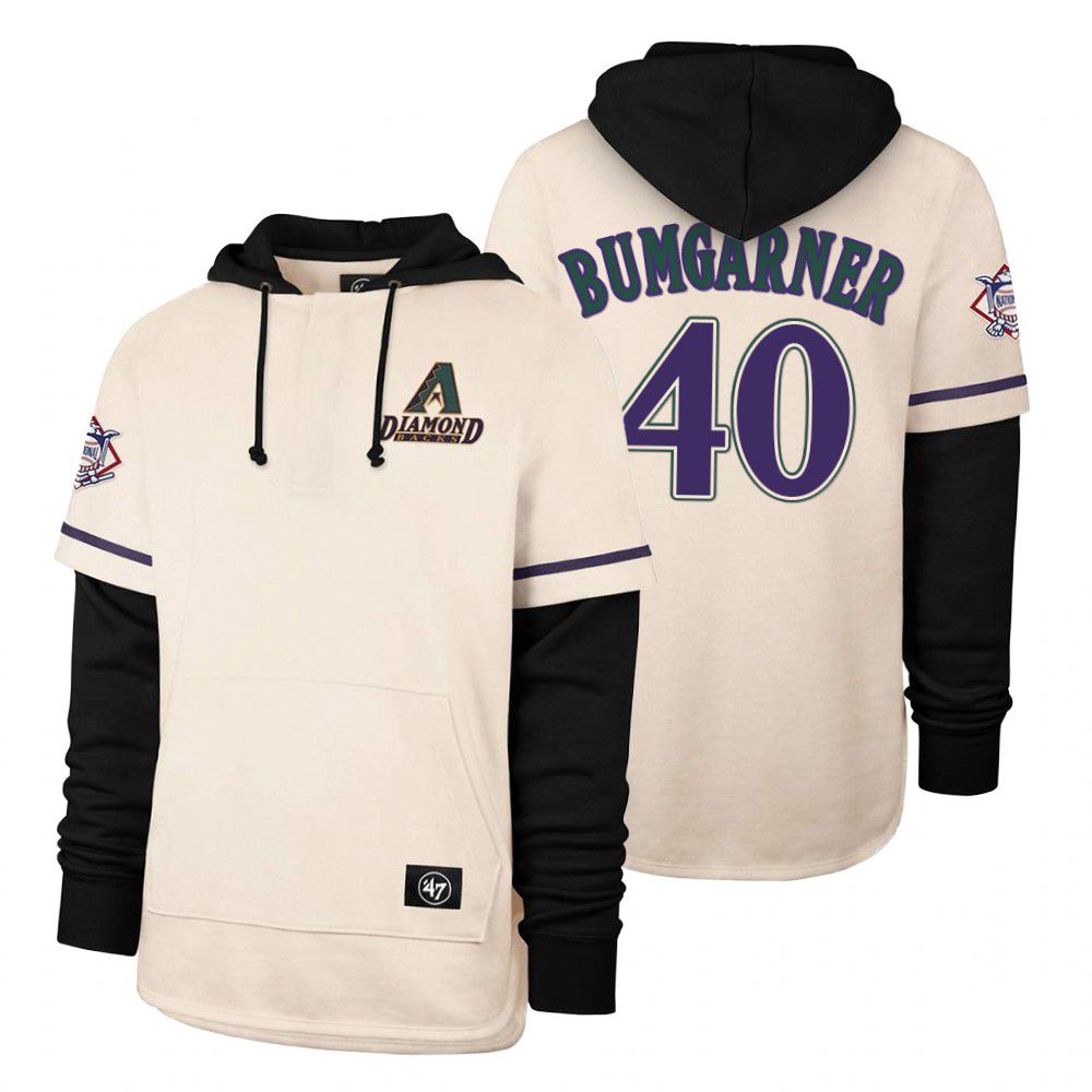 Men Arizona Diamondback #40 Bumgarner Cream 2021 Pullover Hoodie MLB Jersey->arizona diamondback->MLB Jersey